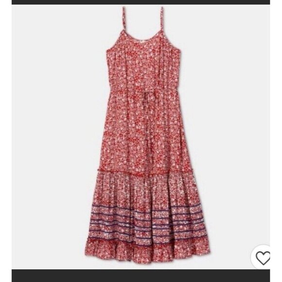 Knox Rose Dresses & Skirts - Knox Rose Medium Peasant Sundance Cottage Core Dress Floral Red Multicolor New